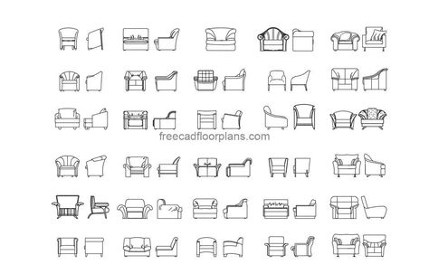 Couches Front and Side Elevation Views - Free CAD Drawings Sectional Drawings Architecture, Sectional Elevation Of Bedroom, Living Room Elevation Sketch, Furniture Autocad Drawing, Sectional Elevation, Autocad Elevation Drawings, Minotti Furniture, Pool Houses Plans, House Plans Design