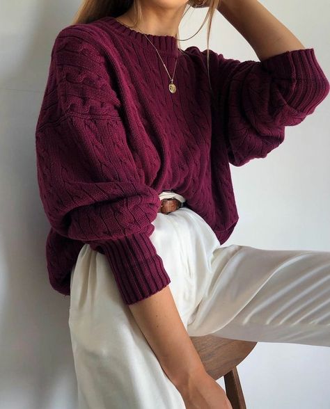 Plum Sweater Outfit, Plum Sweater, Winter Capsule Wardrobe, Food Family, Everyday Dresses, Business Outfits, Winter Fashion Outfits, Beautiful Fashion, Get Dressed