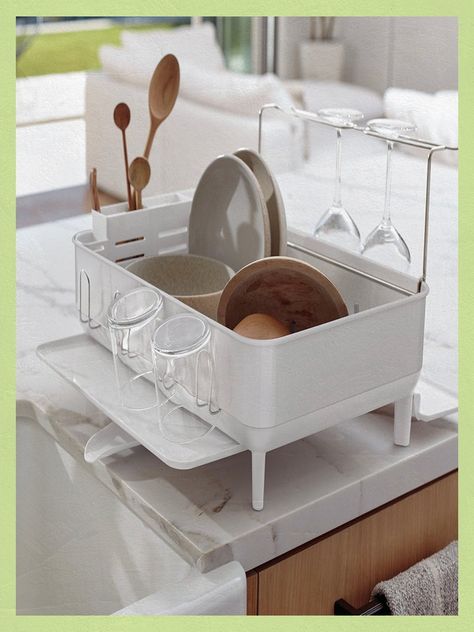 Added bonus: A built-in wineglass holder. Kitchen Dish Rack, Kitchen Sink Storage, Dish Drying Rack, Wine Glass Rack, Compact Kitchen, Dish Rack, Sink Storage, Glass Rack, Wine Glass Holder