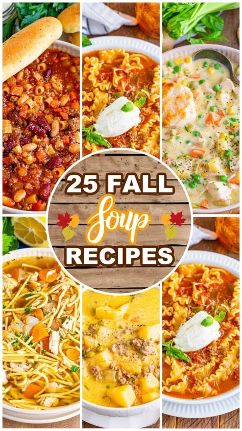 These 25 fall soup recipes are some of the most popular soup recipes on The Country Cook. They are simple, satisfying, and cozy meals for any day! Gimme Some Oven Recipes Soup, Football Sunday Soups, Harry Potter Soup Recipes, Snow Day Soup Recipes, All Day Soup Recipes, Great Soups, Winter Crockpot Soups, Fall Chowder, Crockpot Fall Soups