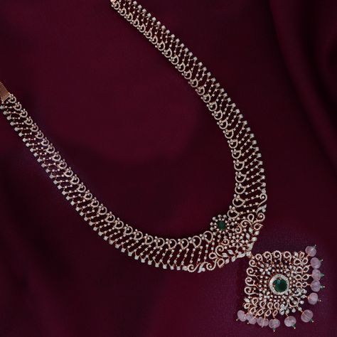 Diamond Haaram, Diamond Haram, Onam Saree, Pastel Beads, Bridal Diamond Jewellery, Diamond Necklaces, Diamond Guide, Chennai, Diamond Bracelet