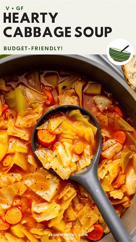 Chilly weather is no match for this Hearty Cabbage Soup! Easy to make with a whole head of cabbage, warming spices, big chunks of veggies, and a flavorful broth, it’s a delicious one-pot meal full of plant-based goodness. Vegan, Gluten-Free, Oil-Free Option. Jewish Cabbage Soup, Cabbage Soup Easy, Caitlin Shoemaker, 7 Day Cabbage Soup Diet, Vegan Blt Sandwich, Cabbage Diet, Cabbage Soup Recipe, Quinoa Soup, Sweet Potato Kale