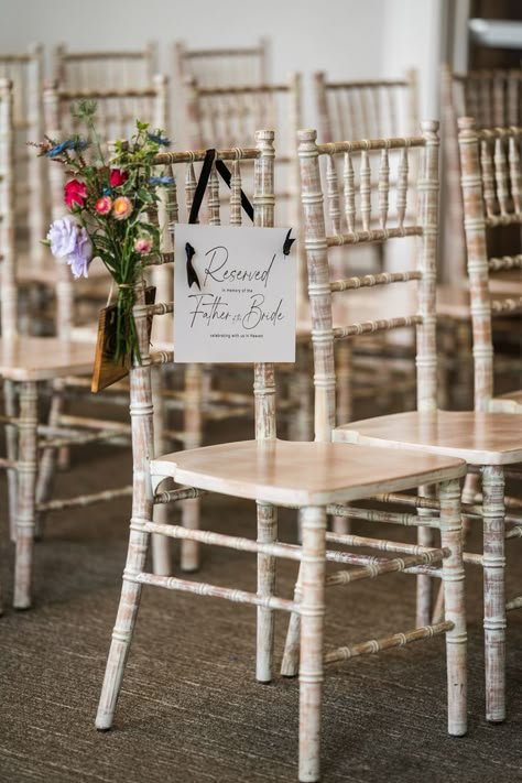 Wedding Memorial Chair, Reception Layout, Wedding Chair Decorations, Chair Decor, Blue Themed Wedding, Future Wedding Plans, Courthouse Wedding, Welcome To Our Wedding, Chair Decorations