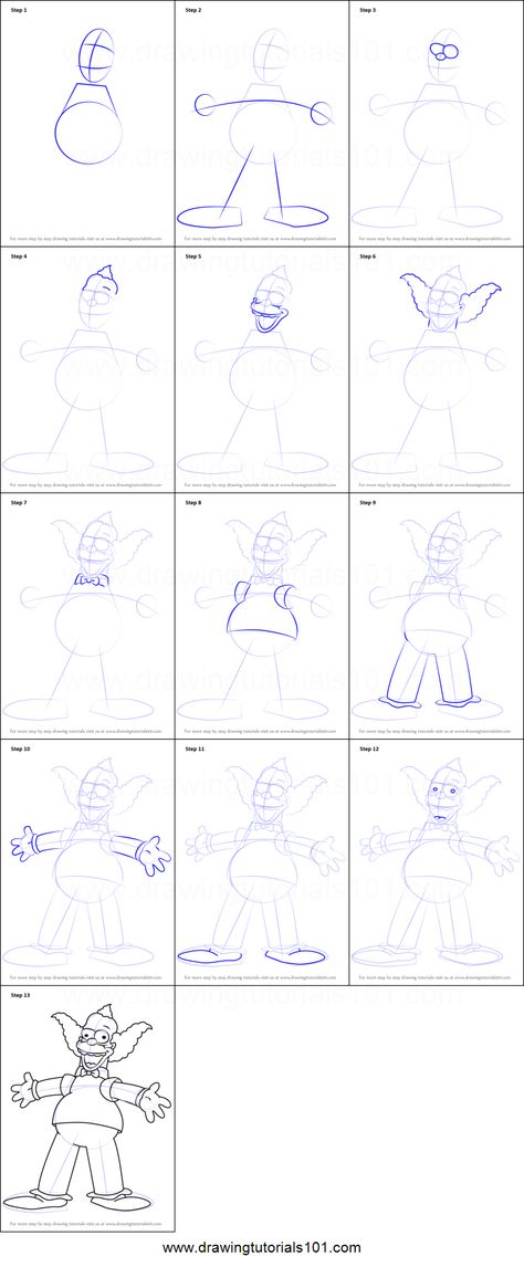 How To Draw The Simpsons Step By Step, Krusty The Clown Drawing, Simpson Drawing, Animation Character Drawings, Character Tattoos, Draw Cartoons, Animated Cartoon Movies, Krusty The Clown, Easy Cartoon