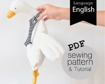 Goose Sewing Pattern, A Real Friend, Plush Pattern, Cuddly Toy, Online Pattern, To Be Loved, Sewing Toys, Fabric Dolls, Baby Sewing