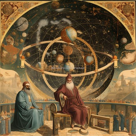 Ancient Greek Astronomy, Medieval Astrology Art, Spiritual Alchemy Art, Islamic Astronomy, Alchemy Aesthetic, Medieval Alchemy, Kitchen Backdrop, Christmas Nativity Scene Display, Muslim Scholars