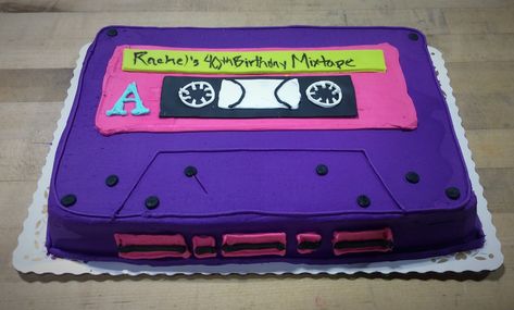 Mixtape Cake 40th Birthday Party Men, 80s Party Decorations, 80s Birthday Parties, 90s Theme Party, 80 Birthday Cake, 80s Theme Party, 90's Birthday Party, Bday Party Theme, 40th Birthday Cakes