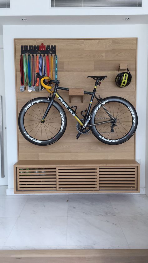 Bicycle Room Ideas, Bycicle Storage Ideas, Bicycle Storage Ideas, Bike Wall Storage, Bike Storage Design, Garden Bike Storage, Bike Storage Apartment, Indoor Bike Storage, Bicycle Room