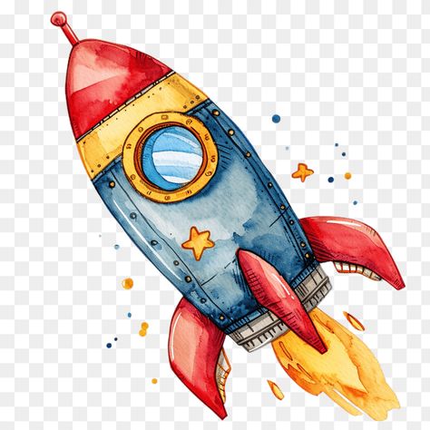 Watercolor Space Rocket Clipart Rocket Watercolor, Rocket Clipart, Cartoon Mosquito, Angel Clipart, Spider Illustration, Cartoon Bat, Cartoon House, Boy Illustration, Jumping Spider