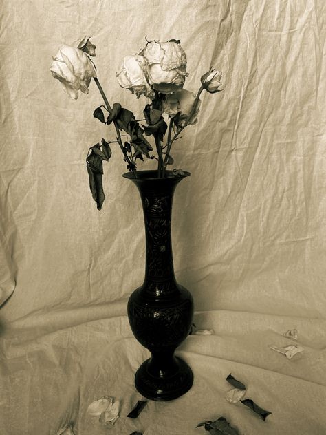 Gothic Still Life Photography, Gothic Flowers Aesthetic, Witch Vase, Gothic Objects, Gothic Pottery, Gothic Vase, Goth Art Deco, Dark Vase, Vampire Mansion