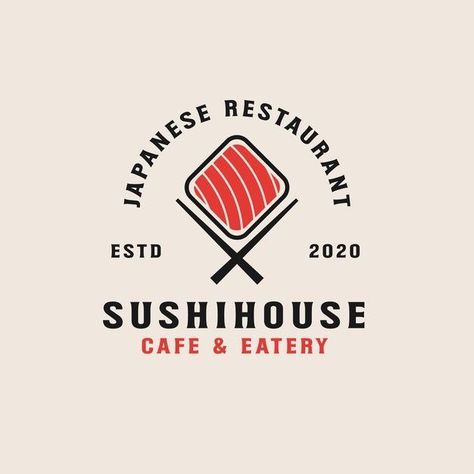 Sushi restaurant logo template logoarchive #logoinspo #logohistory #makeyourownlogo🍵 Sushi Restaurant Logo, Japanese Restaurant Branding, Japanese Restaurant Logo, Sushi Taco, Food Brand Logos, Organic Food Logo, Sushi Logo, Logo Design Graphics, Taco Restaurant