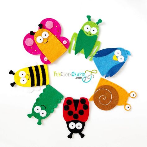 How To Make Felt Finger Puppets, Felt Finger Puppets Free Pattern, Bee Finger Puppet, Butterfly Finger Puppet, Animal Finger Puppets, Felt Butterfly, Animal Hand Puppets, Advent Ideas, Puppet Ideas