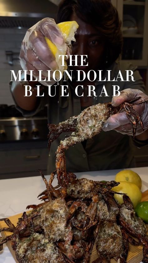 Sunshine | Have Y’all Heard Of The Million Dollar Blue Crab 😳 Should I Drop The Recipe? Special Thanks To @traegergrills For Sending Me A Grill 😊 | Instagram Blue Crab Recipe, Blue Crab Recipes, Grilled Crab, Fish Dinner Recipes, Lobster Tail, Crab Recipes, Lobster Tails, Fish Dinner, Blue Crab