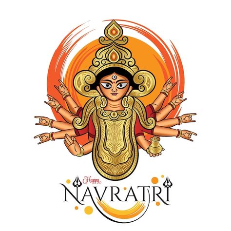 Navratree Image, Durga Illustration Art, Navratri Drawing Easy, Navratri Graphics, Navratri Poster Design, Navratri Illustration, Navratri Creative Ads, Navratri Design, Navratri Banner