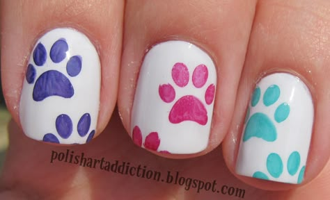 Paw Print Nails, Dog Nail Art, Cat Nail Designs, Paw Nails, Animal Nail Art, Nagellack Trends, Gel Set, Animal Nails, Animal Print Nails