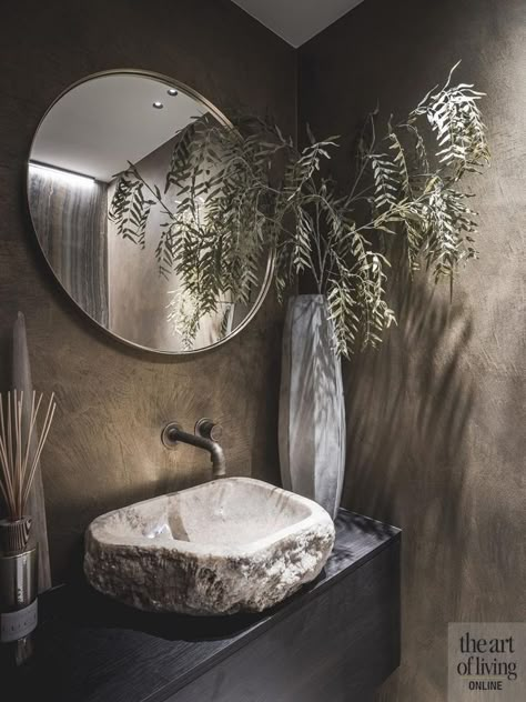 #abasin #architecture #interior #botanysoapthailand #handle #handmadetile #bathart #loftstyle #basing #nday Pedestal Sink Powder Room, Modern Pedestal Sink, Stone Bathroom Sink, Diy Bathroom Design, Basin Design, Stone Sink, Toilet Design, Bathroom Inspiration Decor, Bathroom Design Luxury