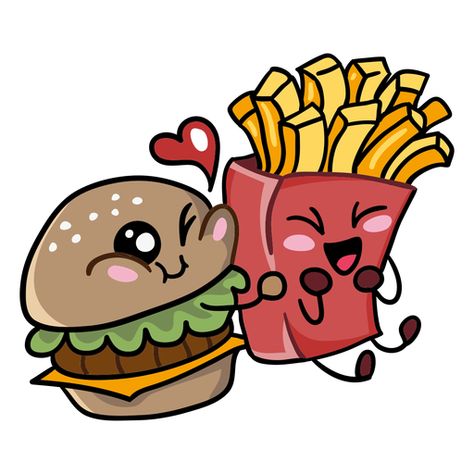 Kawaii Burger, Burger Sticker, Burger Fries, Valentine Stickers, Mo Design, Burger And Fries, Love Png, Journal Doodles, Kiss Cut Stickers