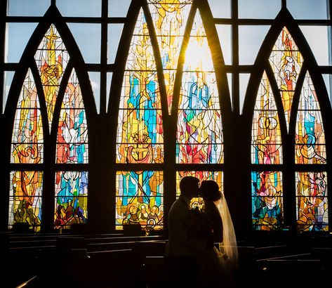 Stained Glass Backdrop Wedding, Stained Glass Window Wedding, Wedding Stained Glass Ideas, Stained Glass Wedding Decor, Royal Wedding Aesthetic, Stained Glass Wedding, Simple Church Wedding, Small Church Weddings, Wedding Window