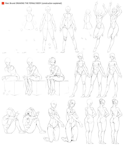 Tutorial Marc Brunet Anatomy Female, Marc Brunet Poses, Marc Brunet Sketch, Mark Brunet Anatomy, Mark Brunet, Marc Brunet Anatomy, Full Body Character, Marc Brunet, Female Anatomy Reference