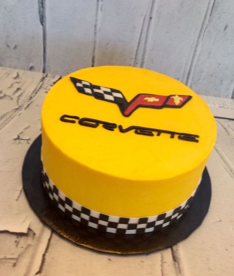 Corvette Birthday, Corvette Cake, Car Cakes For Men, Cakes Fancy, Car Cakes, Cake Yellow, Surprise 60th, Fondant Flower Cake, Dad Birthday Cakes