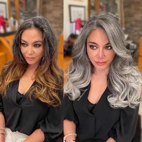 Salt And Pepper Wigs, Pepper Hair, Jack Martin, Salt And Pepper Hair, Professional Hair Color, Long Gray Hair, Hair Solutions, Grey Hair Color, Long Wavy Hair