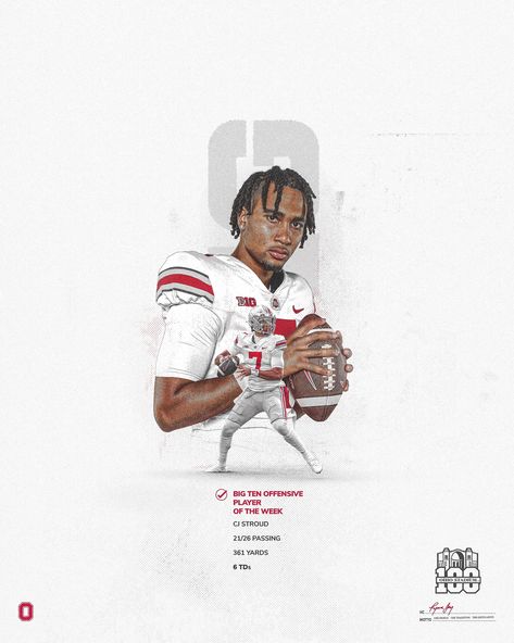 Ohio State Football on Twitter: ".@CJ7STROUD ➡️ @B1Gfootball Offensive Player of the Week 💯 #GoBucks https://t.co/49bp354Fz5" / Twitter College Football Players, Heisman Trophy Winners, Heisman Trophy, Ohio State Football, Sports Graphics, Sports Graphic Design, Big Ten, Nfl Draft, Football Player