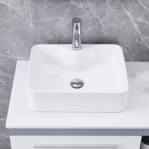 Lavatory Cabinet, Vessel Sink Ideas, Bathroom Porcelain, White Vessel Sink, Vessel Sink Vanity, Ceramic Bathroom, White Rectangle, Vessel Sink Bathroom, Ceramic Vessel