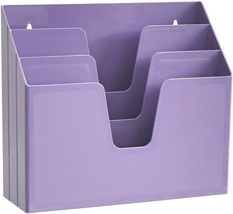 Amazon.com: Acrimet Horizontal Triple File Folder Organizer (Purple Color): Office Products Folder Holder, Office Supplies Desk Accessories, File Folder Organization, Desk Organizer Set, Folder Organization, Classroom Layout, Mounted Shelves, Workbench Plans, Documents Organization