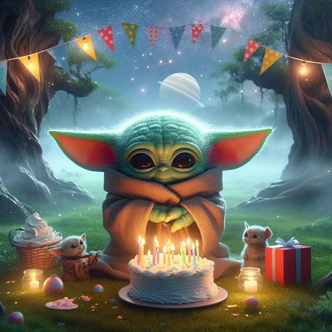 Grogu Illustrations, Yoda Happy Birthday, Star Wars Happy Birthday, Yoda Birthday, Happy Birthday Animals, Yoda Images, Yoda Wallpaper, Birthday Cartoon, Happy Birthday Celebration