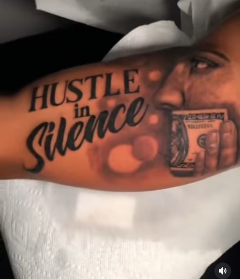 Success Tattoo Ideas Men, Born To Lead Tattoo, Wrist Tattoos For Men With Meaning, Inner Muscle Arm Tattoo, No Hand Outs Tattoo, Hustle In Silence Tattoo, Bet On Yourself Tattoo, Hustler Tattoos Men, Hood Tattoos For Women