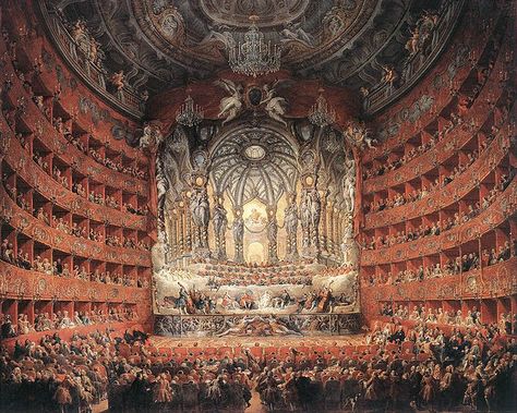 Giovanni Paolo Pannini. Musical Fête, 1747. Musée du Louvre, Paris.  The painting depicts the musical fête given by the Cardinal de la Rochefoucauld at the Theatre Argentina, Rome, on 15 July 1747 in honour of the marriage of the Dauphin of France. Cris Ortega, Giovanni Paolo Panini, Cavalleria Rusticana, Classical Period, Sebastian Bach, Monteverde, Italian Painters, Thomas Kinkade, A4 Poster