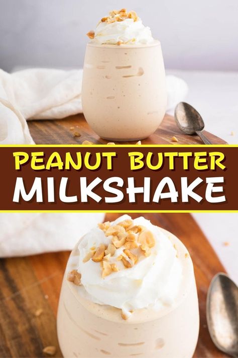 This peanut butter milkshake is such a tasty treat! Made with just a few simple ingredients, it's creamy, indulgent, and oh-so-satisfying! Peanut Butter Milkshake Recipe, Peanut Butter Milkshake, Cake Pop Decorating, Diy Food Gifts, Milkshake Recipe, Peanut Butter Sauce, Peanut Butter Smoothie, Smoothie Drink Recipes, Peanut Butter Protein