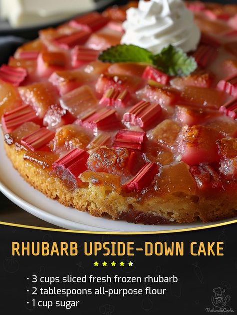 Strawberry Rhubarb Upside Down Cake, Lemon Upside Down Cake, Rhubarb Cake Recipes, Rhubarb Upside Down Cake, Fresh Rhubarb, Recipes Using Cake Mix, Rhubarb Desserts, Rhubarb Cake, Rhubarb Recipes