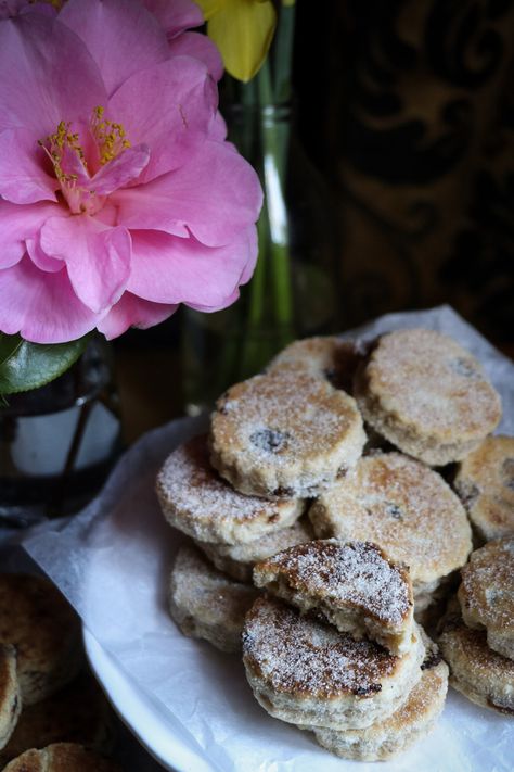 Welsh Cakes — Jenan Land Welsh Cakes, Non Dairy Butter, Butter Alternative, Non Stick Pan, Dried Fruits, Griddle Pan, Adaptation, Dried Fruit, Raisin