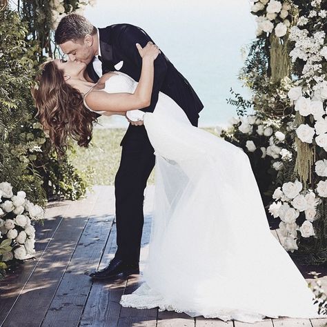 ​You may now kiss the bride #galialahav Dip Kiss, Ufc Octagon, First Kiss Wedding, Octagon Girls, Oceanfront Wedding, Kiss Pictures, Wedding Exits, Wedding Picture Poses, Wedding Kiss