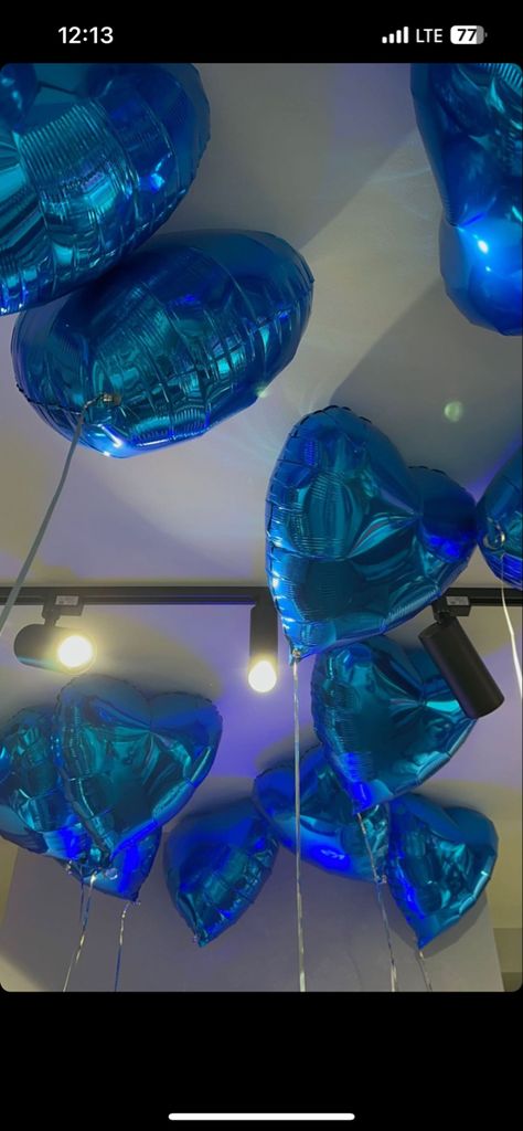 Blue Balloons Aesthetic, Dark Blue Balloons, Balloons Aesthetic, Boomerangs, Black Balloons, Blue Birthday, Blue Balloons, Birthday Balloons, Favorite Color