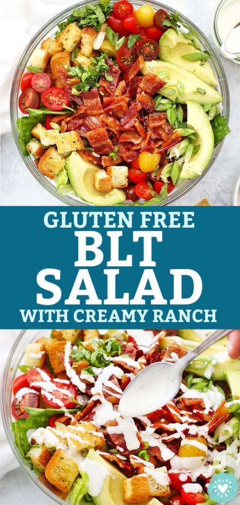 Gluten Free Croutons, Dairy Free Salads, Spring Recipes Dinner, Blt Salad, Quinoa Bowls, Creamy Ranch Dressing, Recipes Salads, Creamy Ranch, Gluten Free Salads