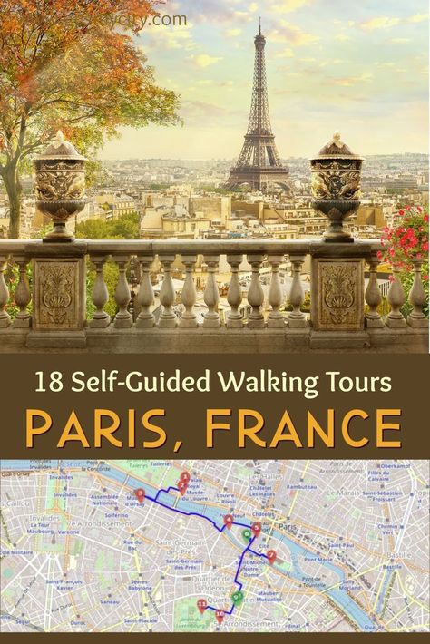 Follow these  expert designed self-guided walking tours to explore Paris, France on foot at your own pace. Bonus! - Free Map, insider tips and customized itinerary (DIY tool)!  #France #Paris#Travel #Vacation #Itinerary #Map #DIY #TopAttractions #Thingstodo #WalkingTours #CityWalks #ParisGuide Paris Walking Tour, Torre Eiffel Paris, Sainte Chapelle Paris, Travel Trailer Camping, Paris Travel Tips, Paris France Travel, Paris Guide, Paris Travel Guide, Vacation Itinerary