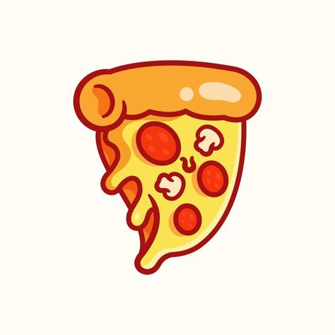 Vector pizza cartoon v2 | Premium Vector #Freepik #vector #slice #fast #illustration #lunch Pizza Cartoon Illustrations, Pizza Doodle, Fast Illustration, Cartoon Pizza, Pizza Illustration, Pizza Icon, Indian Fast Food, Pizza Graphic, Pizza Cartoon