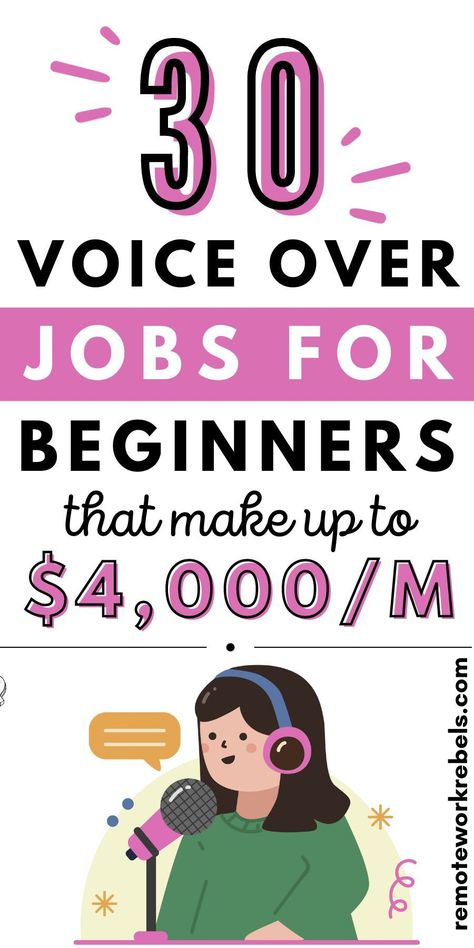 30 Voice Over Jobs for Beginners (Earn Up to $4,000/M) Starting An Etsy Business, Freelance Tips, Unique Jobs, Work From Home Careers, Easy Online Jobs, Work From Home Companies, Money Makeover, Online Writing Jobs, Best Online Jobs