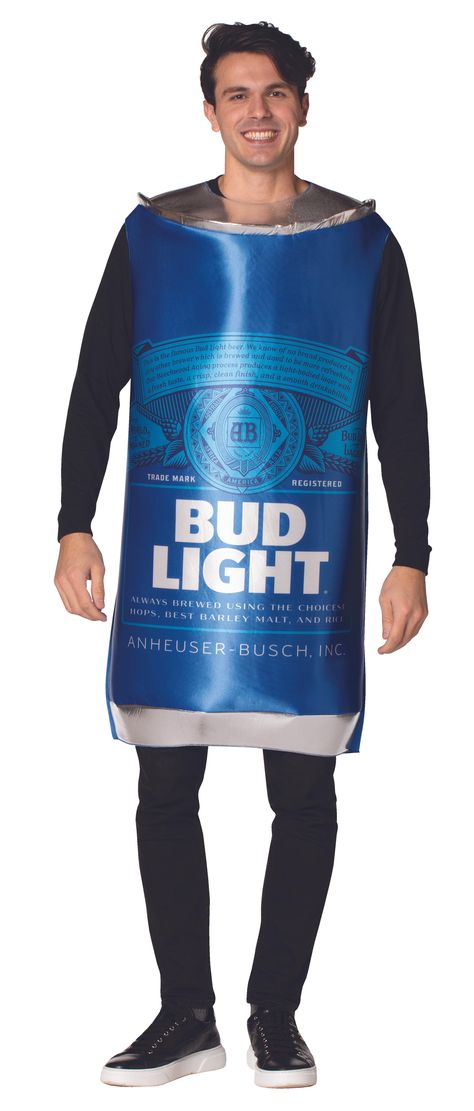 Man Wearing Bud Light Can Costume Creepy Names, Light Costume, Bud Light Can, Beer Costume, Flash Costume, Light Halloween, Bud Light Beer, Easy Costume, Dilly Dilly