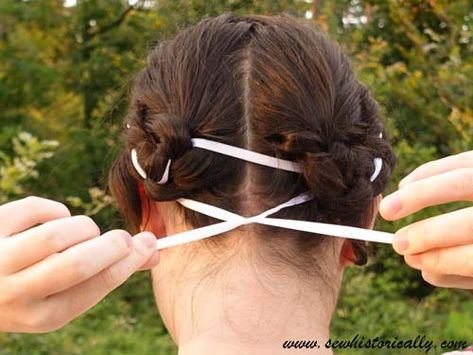 16th Century Hair, Hair Taping, Rockabilly Hair Tutorials, Class Woman, High Bun Hair, Bleached Hair Repair, Historical Hairstyles, Victorian Hair, Milkmaid Braid