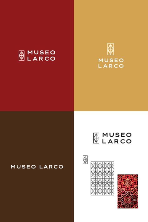 Brand identity and logo design for the pre-Inca art museum Museo Larco (Lima, Peru). Colorful Brand Identity Design, Museum Branding Design, History Museum Design, Museum Logo Design Ideas, Heritage Graphic Design, Art Gallery Logo, Coffee Museum, Carpet Logo, Coffee Branding Design