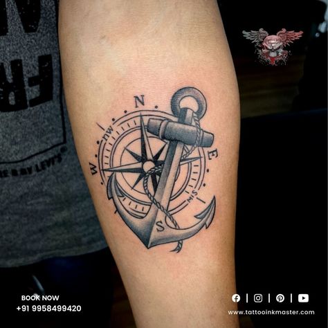 This tattoo is inspired by the helmsman's qualities. A constant struggle to find the exact location in the vast blue sea. You don't know what is there on your way, you just need to be consistent and need to keep a positive attitude towards everything. Ready to face the big waves he never gives up. We also need to have towards the life we are living. Life will come with all vast conditions with a little shower of #BesttattooartistinDelhi #BestTattooArtistInNoidaSector15 Anchor And Compass Tattoo, Anchors Tattoo, Struggle Tattoo, Anchor Compass Tattoo, Small Anchor Tattoos, Navy Tattoos, Tattoo Homme, Wave Tattoo Design, Karma Tattoo