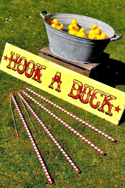 Hook A Duck, Diy Carnival Games, Fall Festival Games, Birthday Decoration Ideas, Carnival Games For Kids, Fall Carnival, Carnival Birthday Party Theme, Diy Carnival, Festival Games