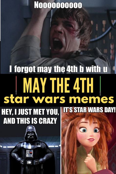 It's almost Star Wars Day! Celebrate with these funny May the 4th Memes! May the Fourth be with you...and also with you.   #Maythe4th #StarWars May The 4th Be With You Funny, May The 4th Be With You Images, Star Wars May The Force Be With You, Star Wars Letter Board, Star Wars Day Ideas, Star Wars May The 4th Be With You, May 4th Be With You, Starwars Day, Star Wars Puns