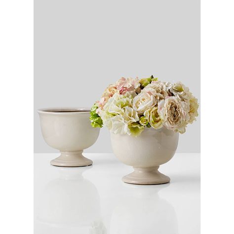 Ophelia & Co. Kulas Ceramic Table Vase | Wayfair Compote Vase Centerpiece Wedding, Compote Vases, Flowers In Compote Bowl, Ceramic Compote Vase, French Porcelain Waive Vase, Ceramic Urn, Table Vases, Ceramic Table, Accent Decor