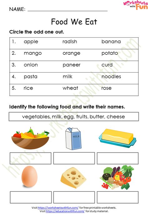 Environmental Science - Class 1: Food We Eat Worksheet 3 Evs Worksheet, Free Science Worksheets, Worksheet For Class 2, Mental Maths Worksheets, Worksheets For Class 1, Worksheets For Grade 3, Classroom Rules Poster, Mathematics Worksheets, First Grade Science