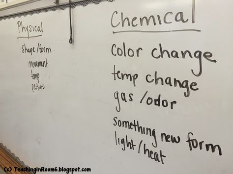 List of evidence of a physical vs chemical change. Physical Vs Chemical Change, Homeschool Science Projects, Science Fair Experiments, Changes In Matter, Matter Unit, Chemical Change, Chemical And Physical Changes, Everyday Science, Teacher Decor