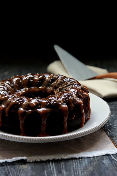 Salted Caramel Chocolate Bundt Cake | Flourishing Foodie Specialty Desserts, Chocolate Bundt, Chocolate Bundt Cake, Salted Caramel Chocolate, Caramel Chocolate, Bday Cake, Chocolate Caramels, Food Cakes, Eat Dessert